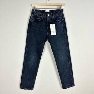 Zara High-Waisted Slim Ankle Leg Jeans In Black